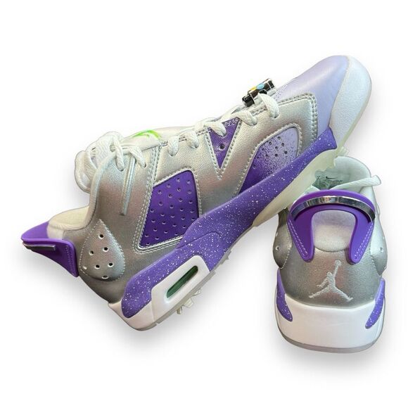 New Jordan Retro 6 G NRG U23 Men's Sz 8 Metallic Silver/Oxygen Purple FD0205-055 - Picture 5 of 8